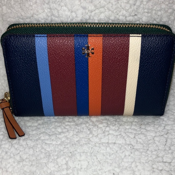 Tory Burch Handbags - Tory Burch Multicolor Striped zip around Wallet Excellent Condition